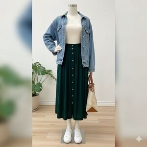 ** SOLD** Beechers Brook forest green vintage button down skirt